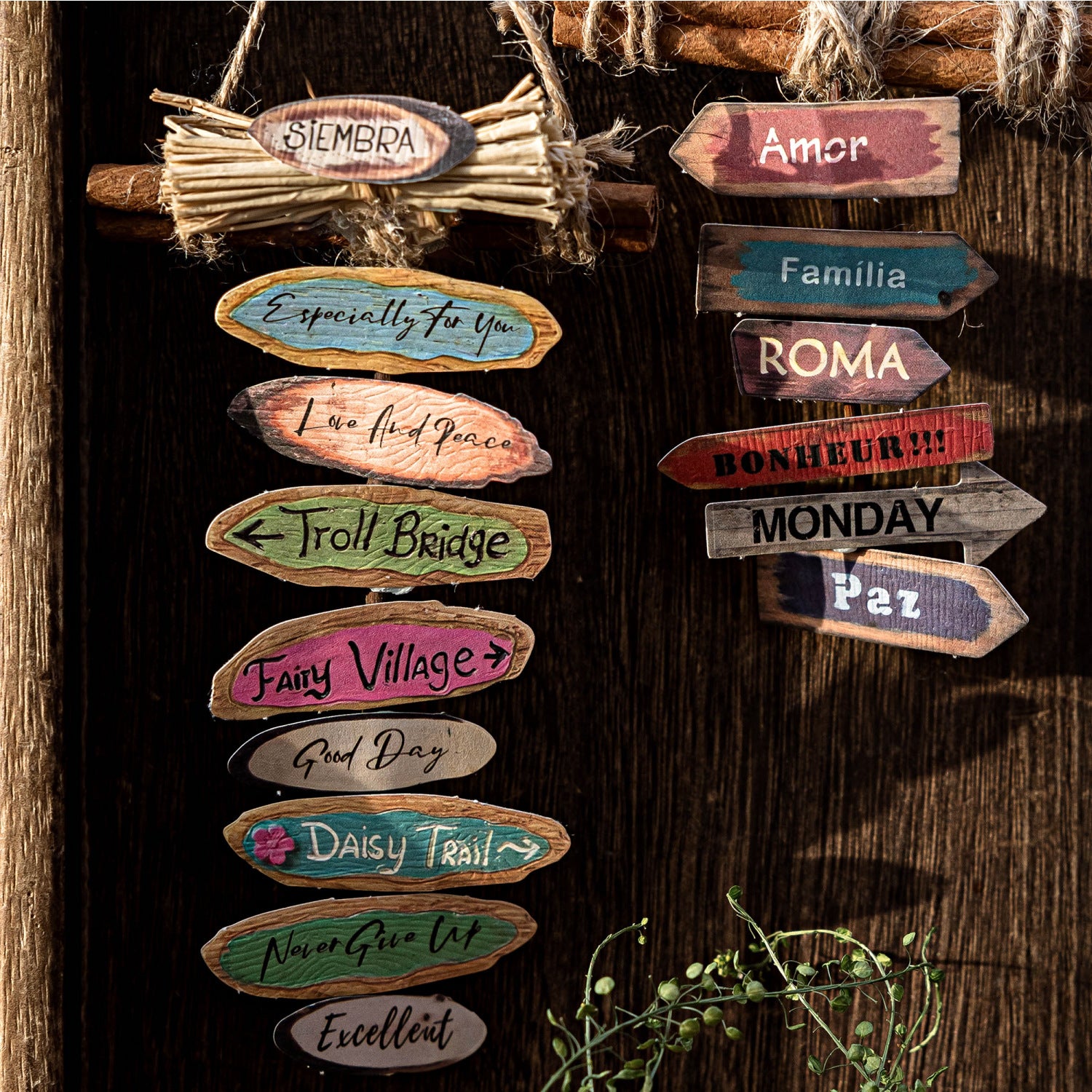 50 Pcs Wooden Themed Words Stickers ZJMY