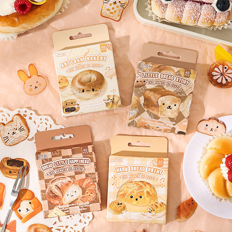 40 Pcs Bread PET Stickers JMWD