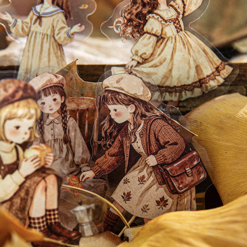 30 Pcs Cute Kawaii Little Girl PET Stickers XMTH