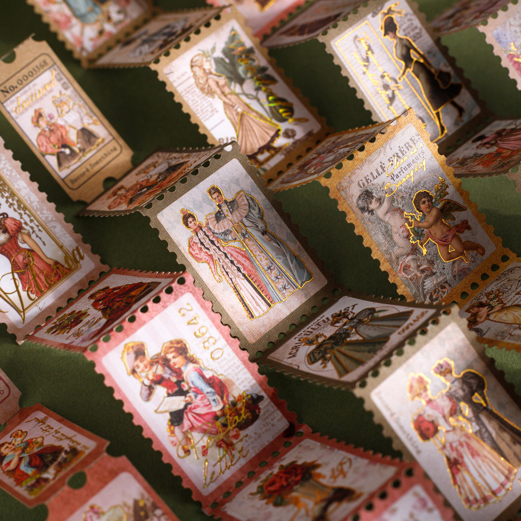 20 Pcs Gold Foil Post Stamp Stickers LJYP