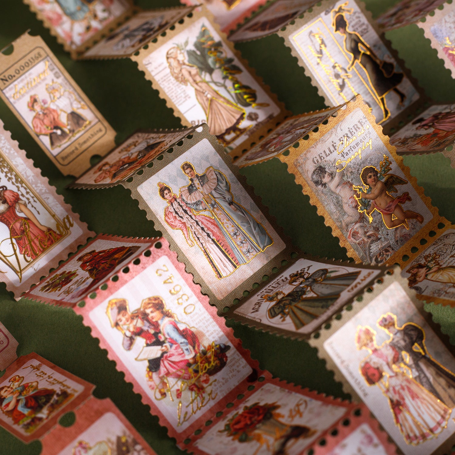 20 Pcs Gold Foil Post Stamp Stickers LJYP