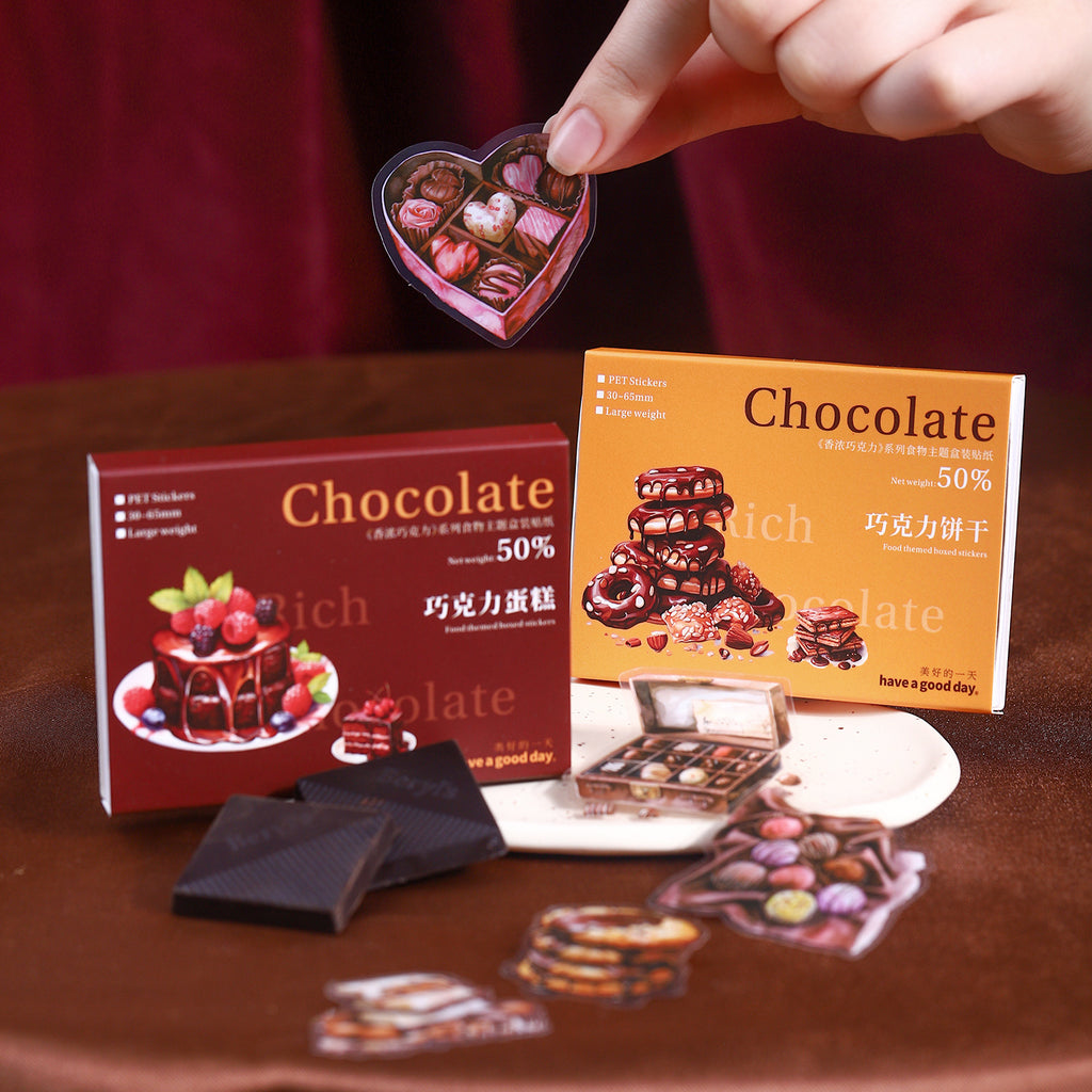 50 Pcs Chocolate Theme PET Stickers XNQKL