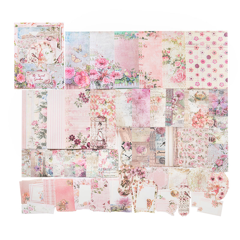 100PCS Vintage Garden Floral Journal Paper VMP17