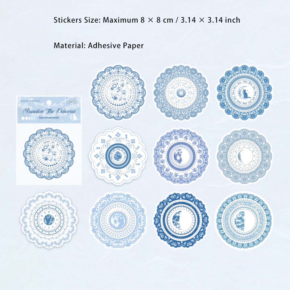 20 Pcs Lace Round Frame Stickers LSMJ