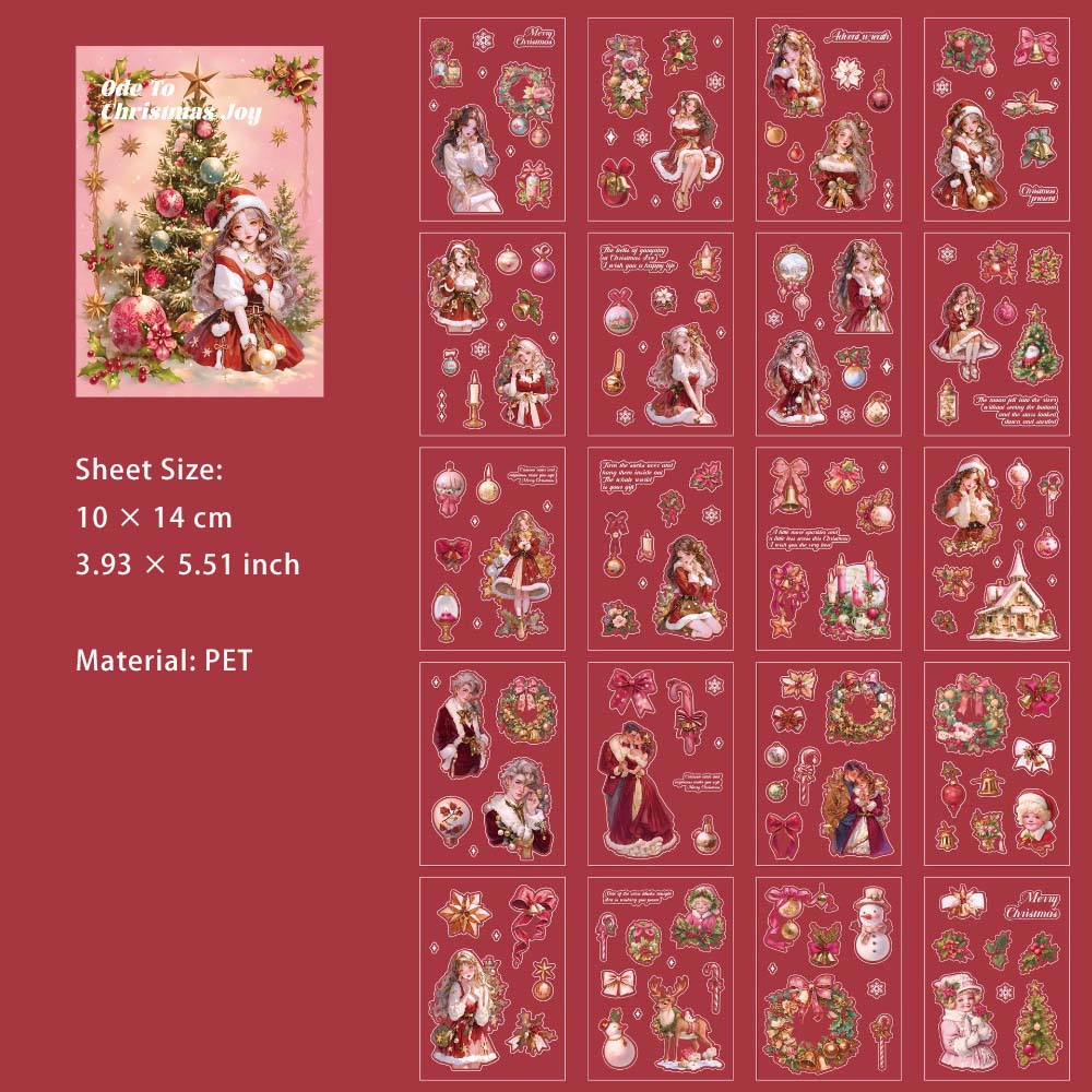 20 Sheets Christmas Themed PET Stickers Book DGSDY