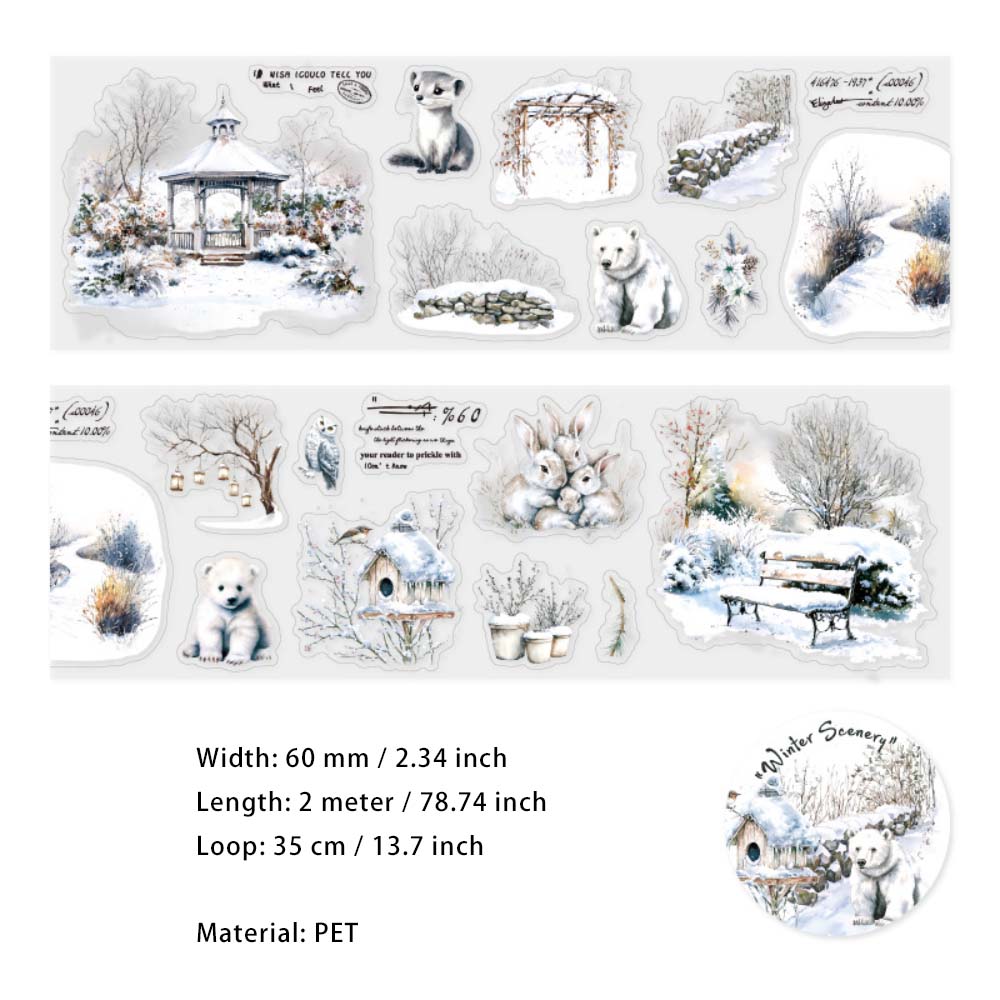 1 Roll Winter Landscape PET Stickers Tape DRXJ