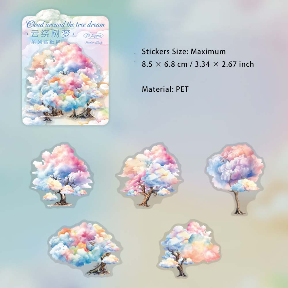 10 Pcs Cloud Tree PET Stickers YRSM