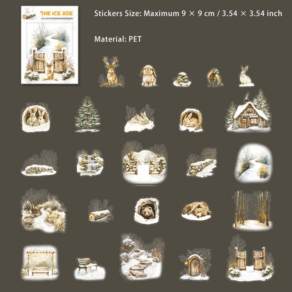 25 Pcs Winter Forest PET Stickers BCSD