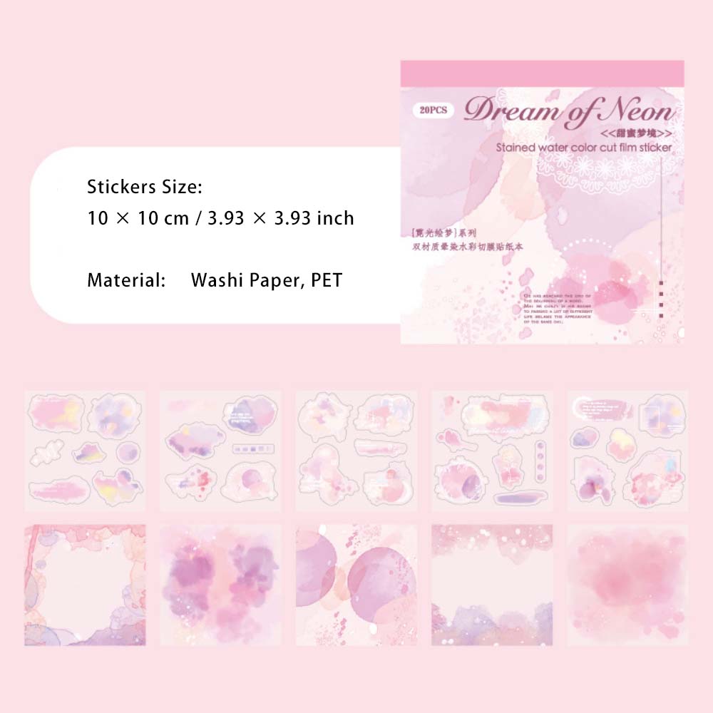 20 Sheets Color Blending Theme Stickers Book NGHM