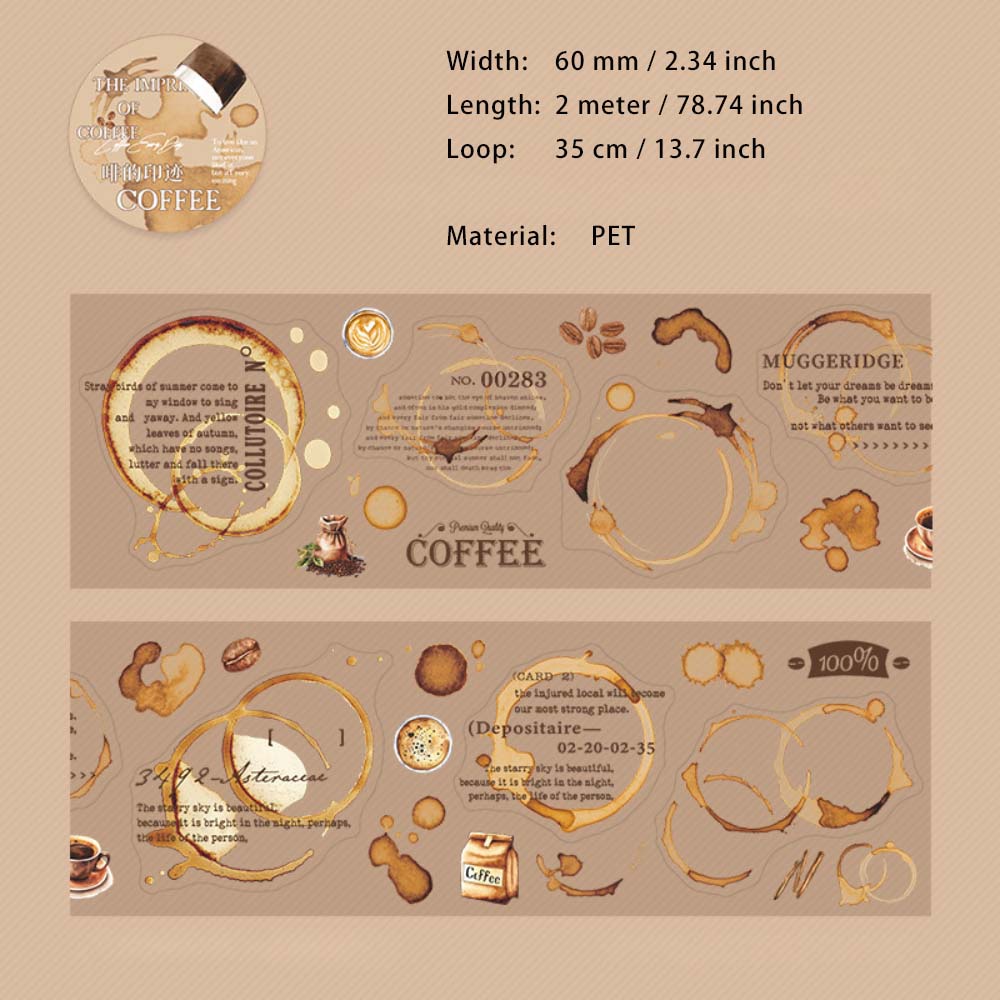 1 Roll Coffee Mark Pre-cut Stickers Tape HSDKJ