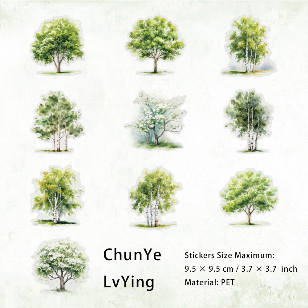 20 Pcs Seasonal Tree Forest PET Stickers SJFJ