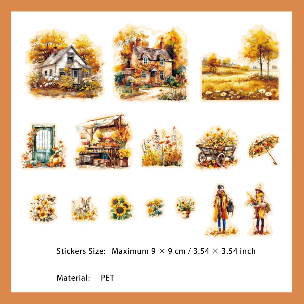 15 Pcs Seasonal Garden PET Stickers GBWH