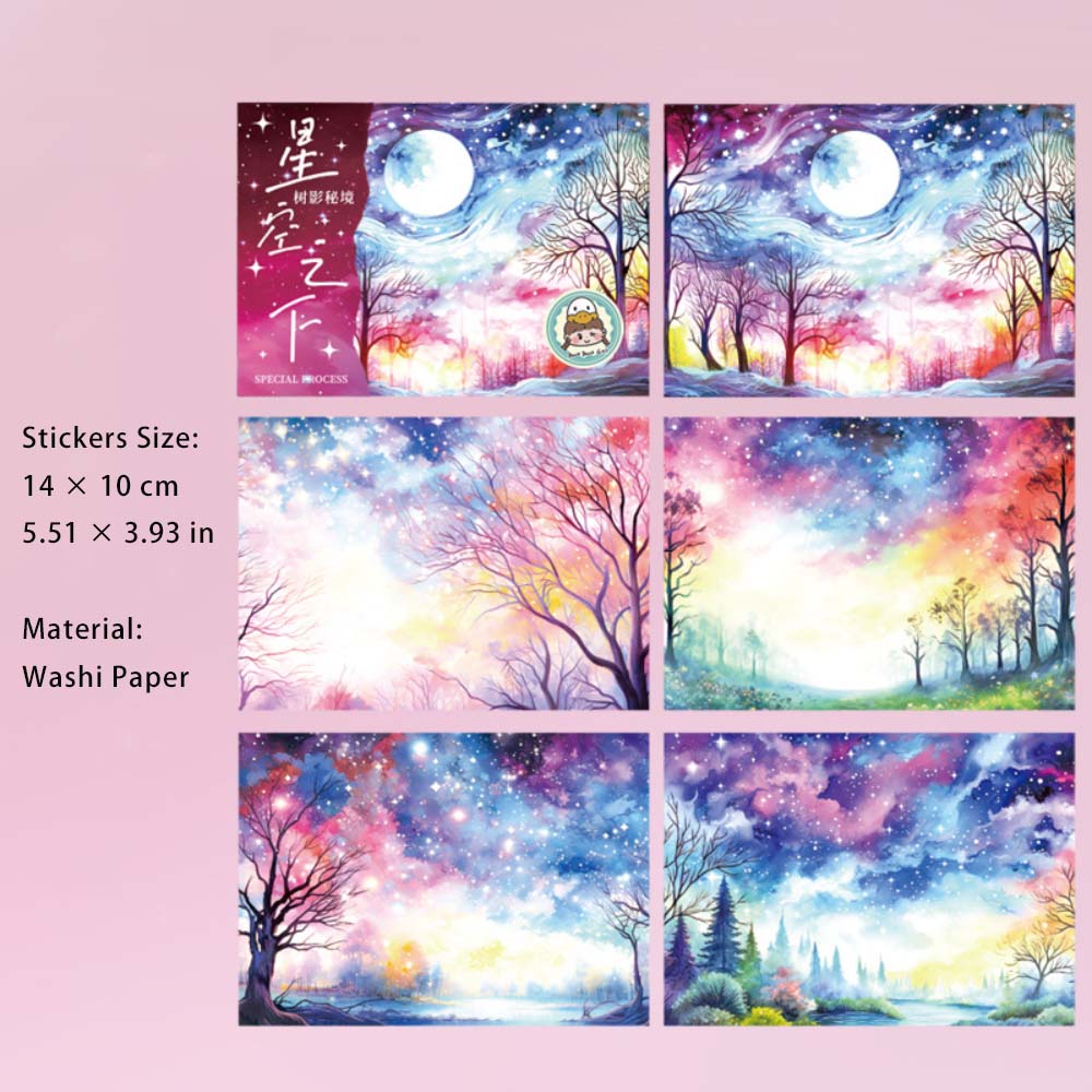 5 Sheets Fantasy Galexy Washi Stickers XKZX