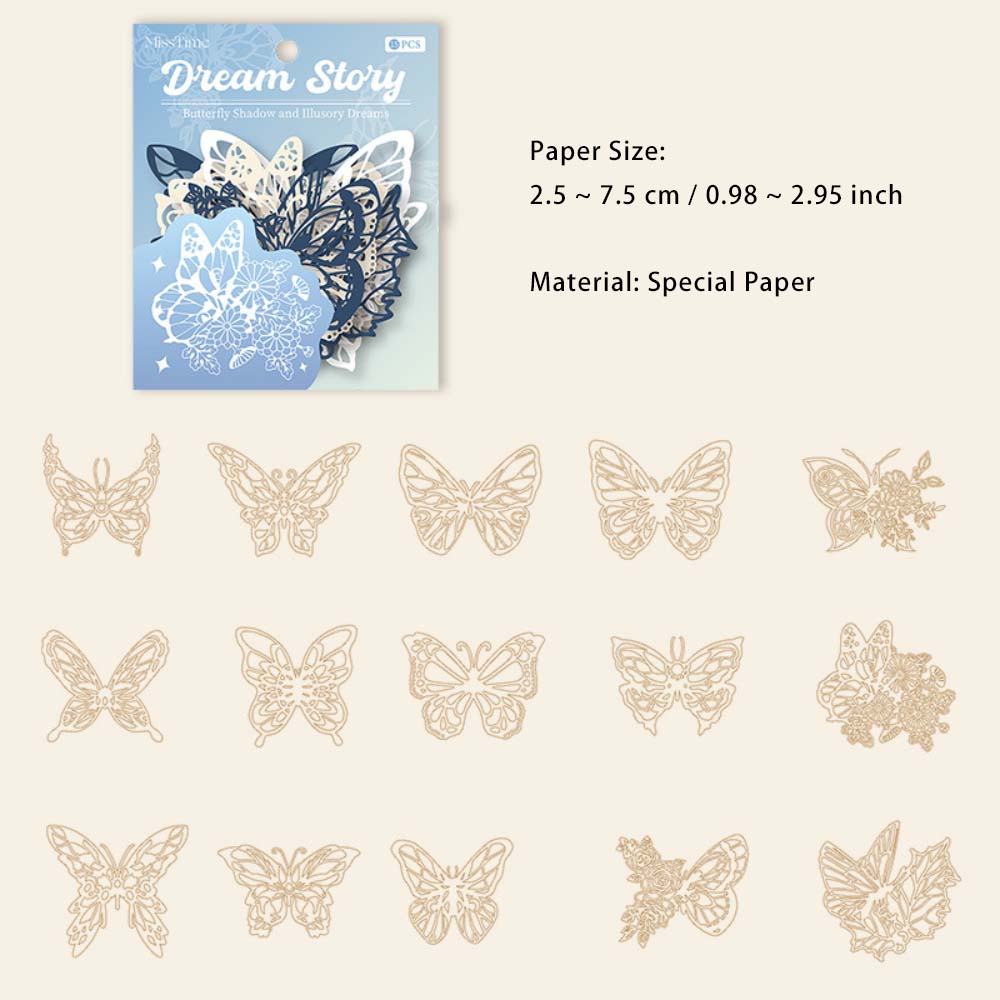 15 Pcs Flower Butterfly Cutout Paper MHWY