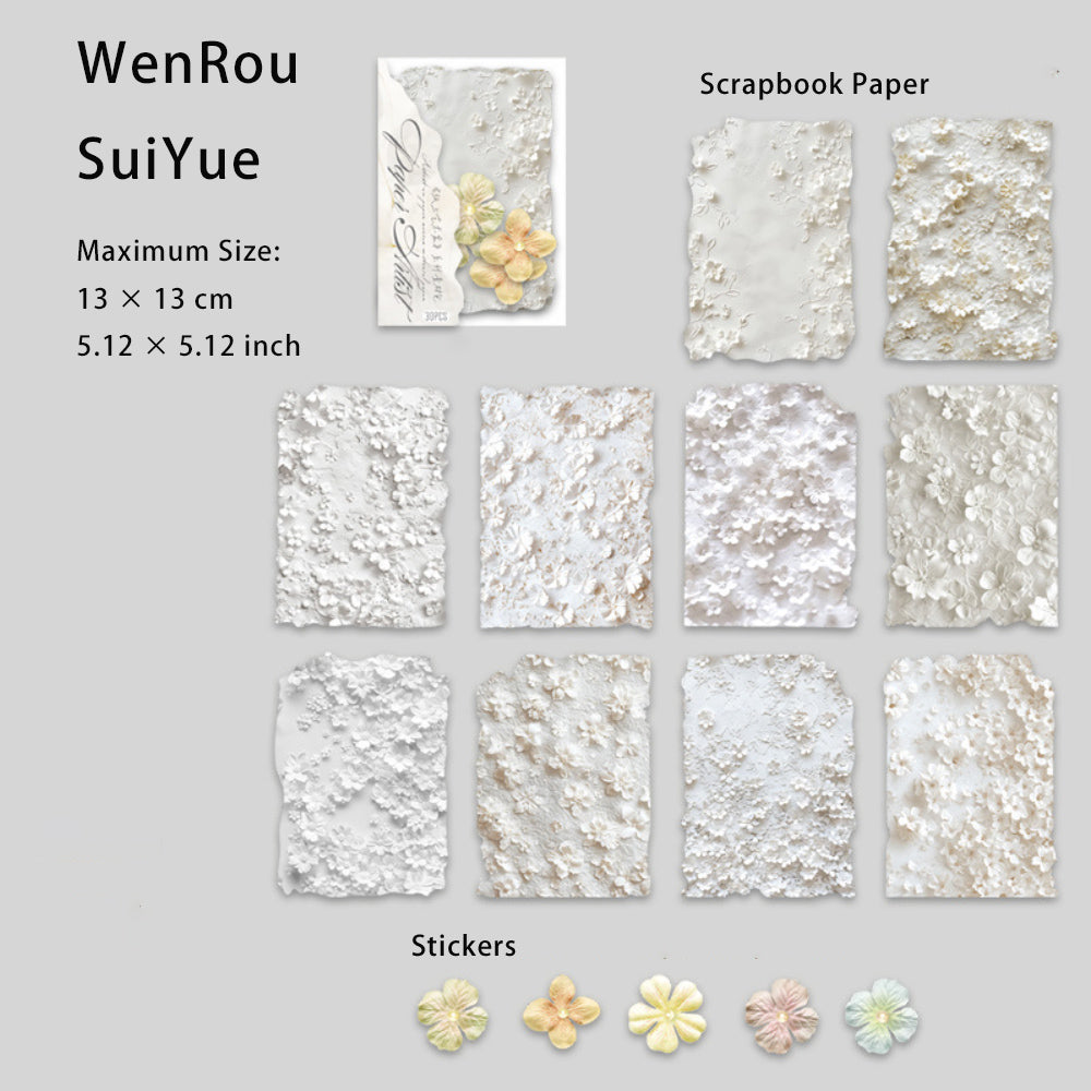 30 Sheests Floral Scrapbook Paper and Stickers Kit ZSYSJ