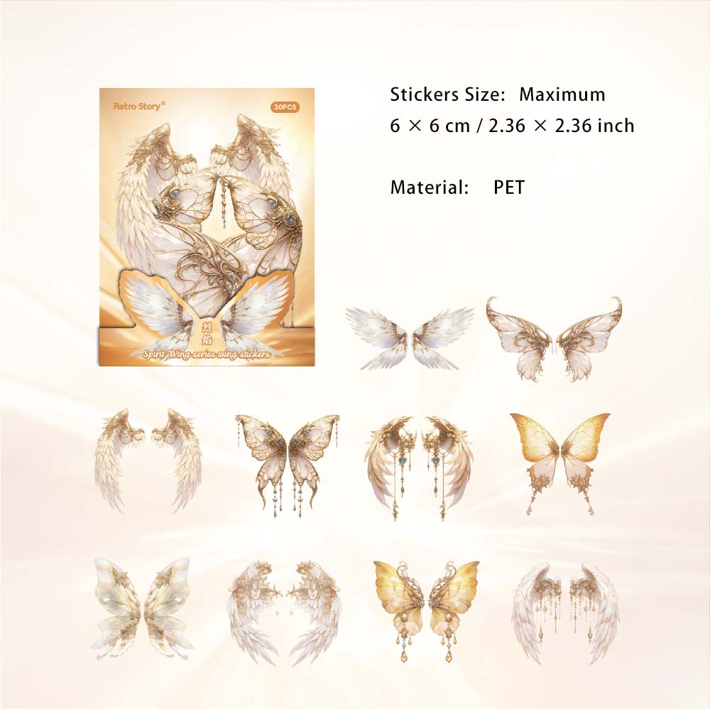 20 Pcs PET Wing Stickers LCXL