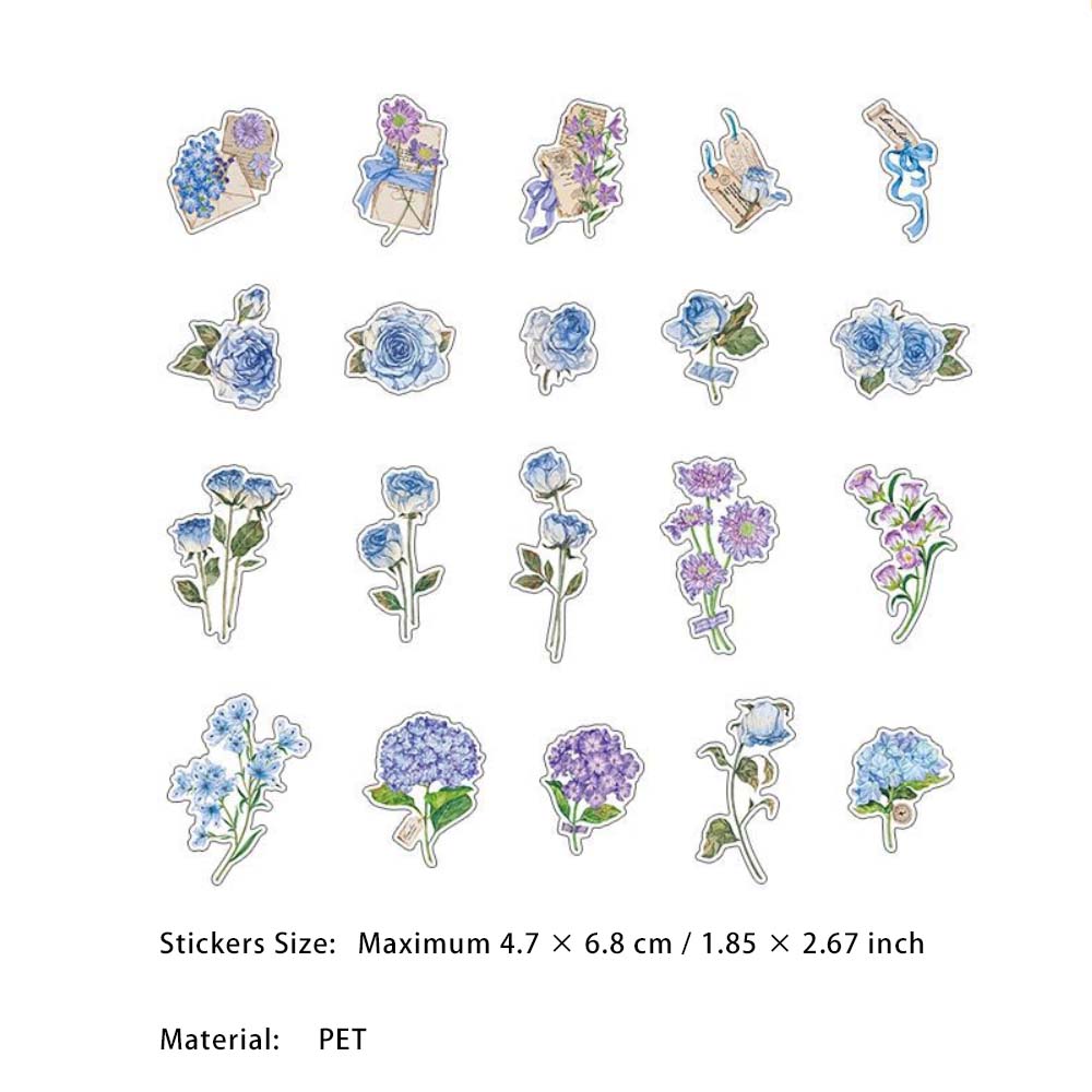 20 Pcs Flower Theme PET Stickers SLLX