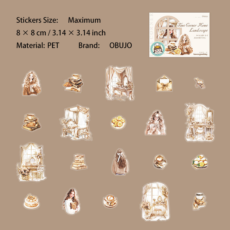 20 Pcs Room Theme PET Stickers SGJL