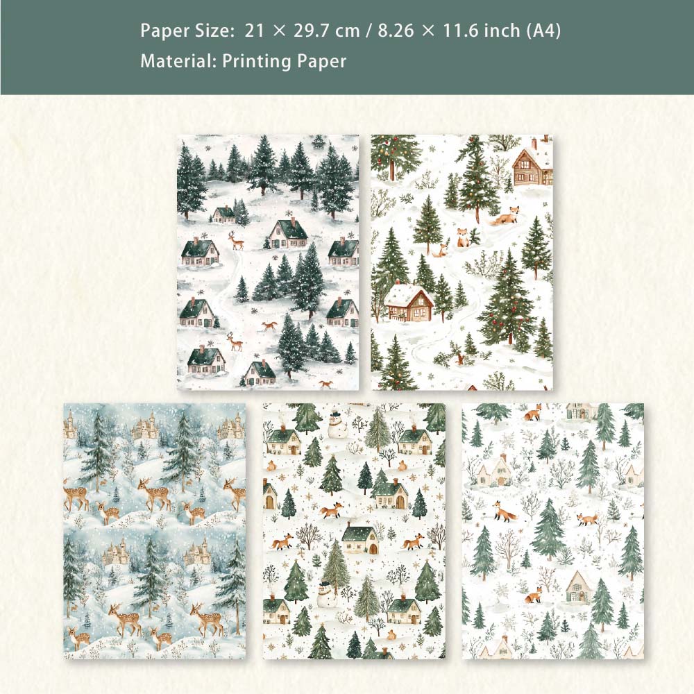 10 Sheets A4 Winter Christmas Theme Scrapbook Paper DLXL