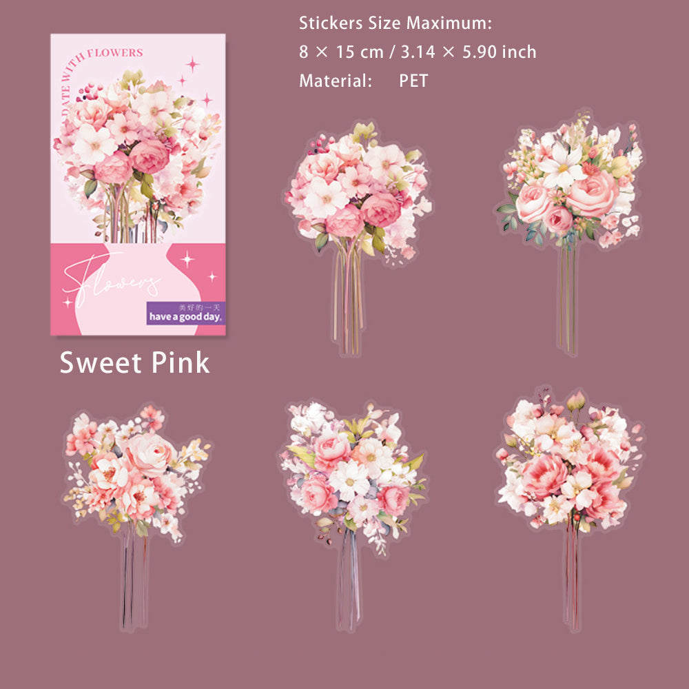 10 Pcs PET Bouquet Flower Stickers YHDYH