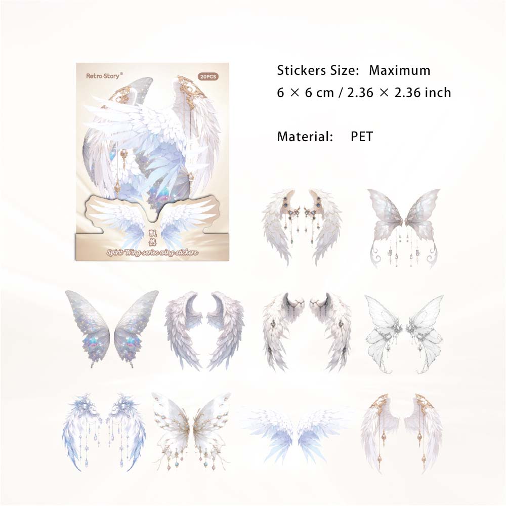 20 Pcs PET Wing Stickers LCXL