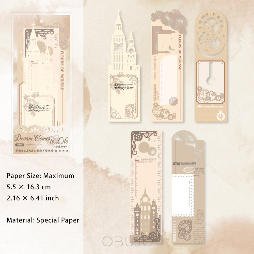 10 Pcs Cutout Bookmark Style Notepad Paper MYFS