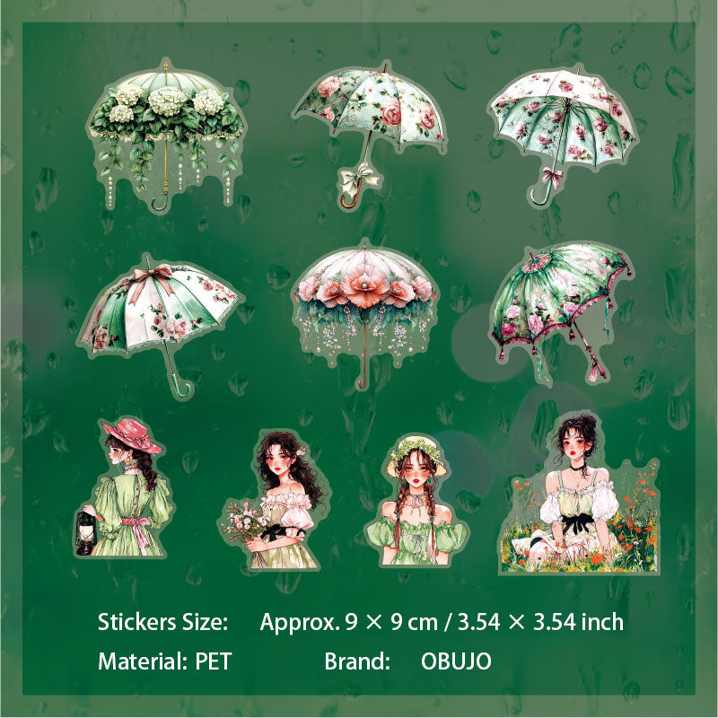 10 Pcs Umbrella Girl PET Stickers QSYJ