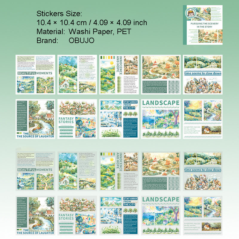 20 Sheets Country Landscape Stickers Book ZXGSLJS