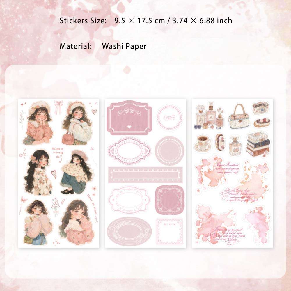 6 Sheets Seasonal Girl Label Stickers QXXL