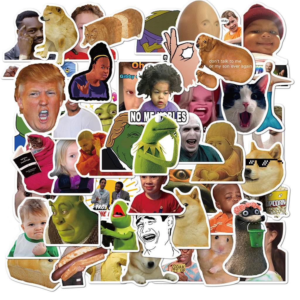 Meme Logo Sticker 50 Pcs Vinyl Fun Meme Stickers Stickers CNY098 – OBUJO
