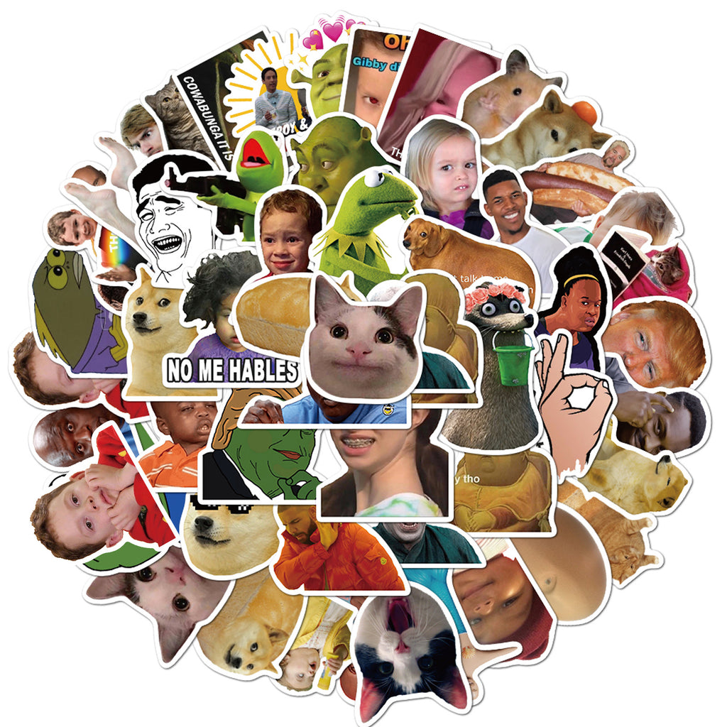 Meme Logo Sticker 50 Pcs Vinyl Fun Meme Stickers Stickers CNY098 – OBUJO