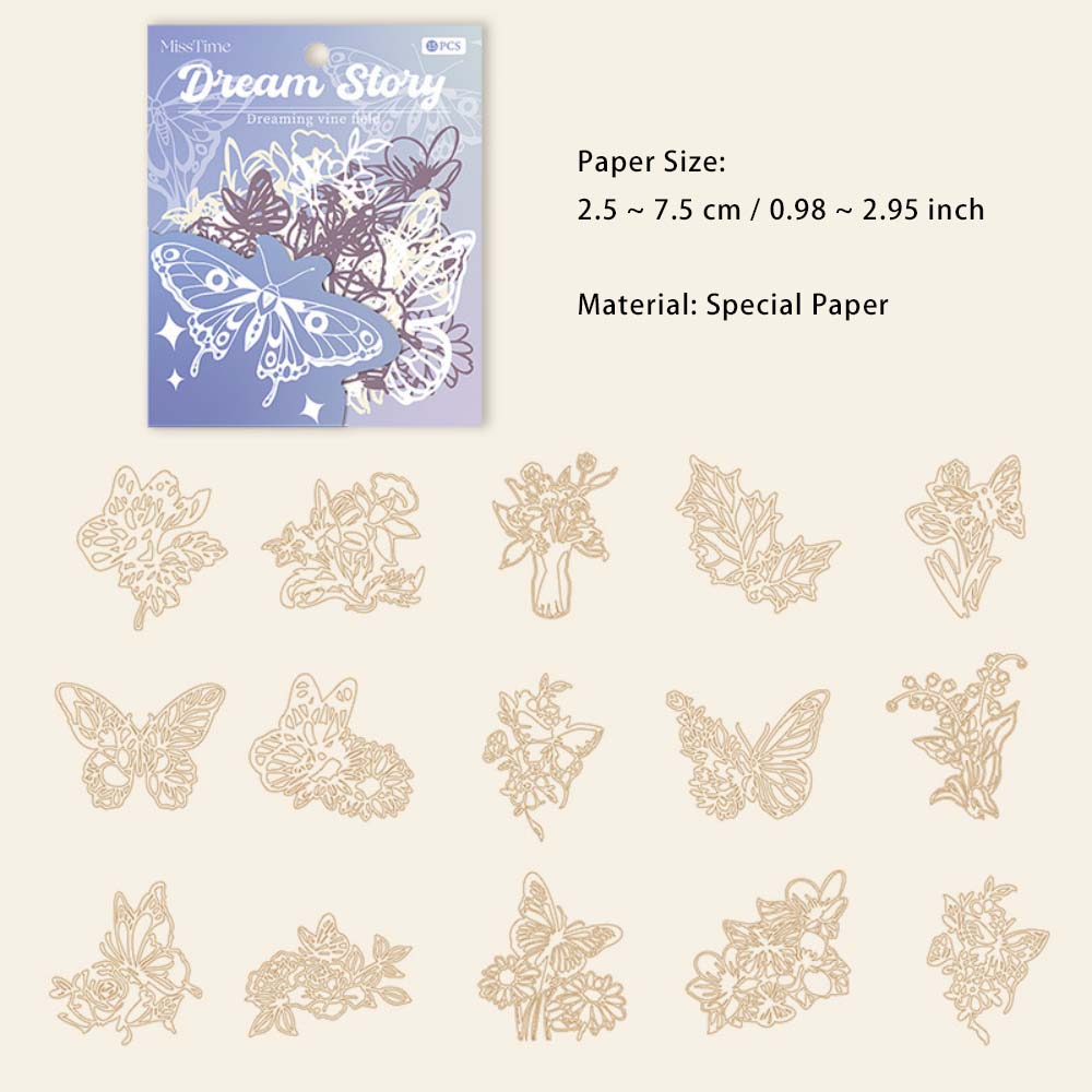 15 Pcs Flower Butterfly Cutout Paper MHWY