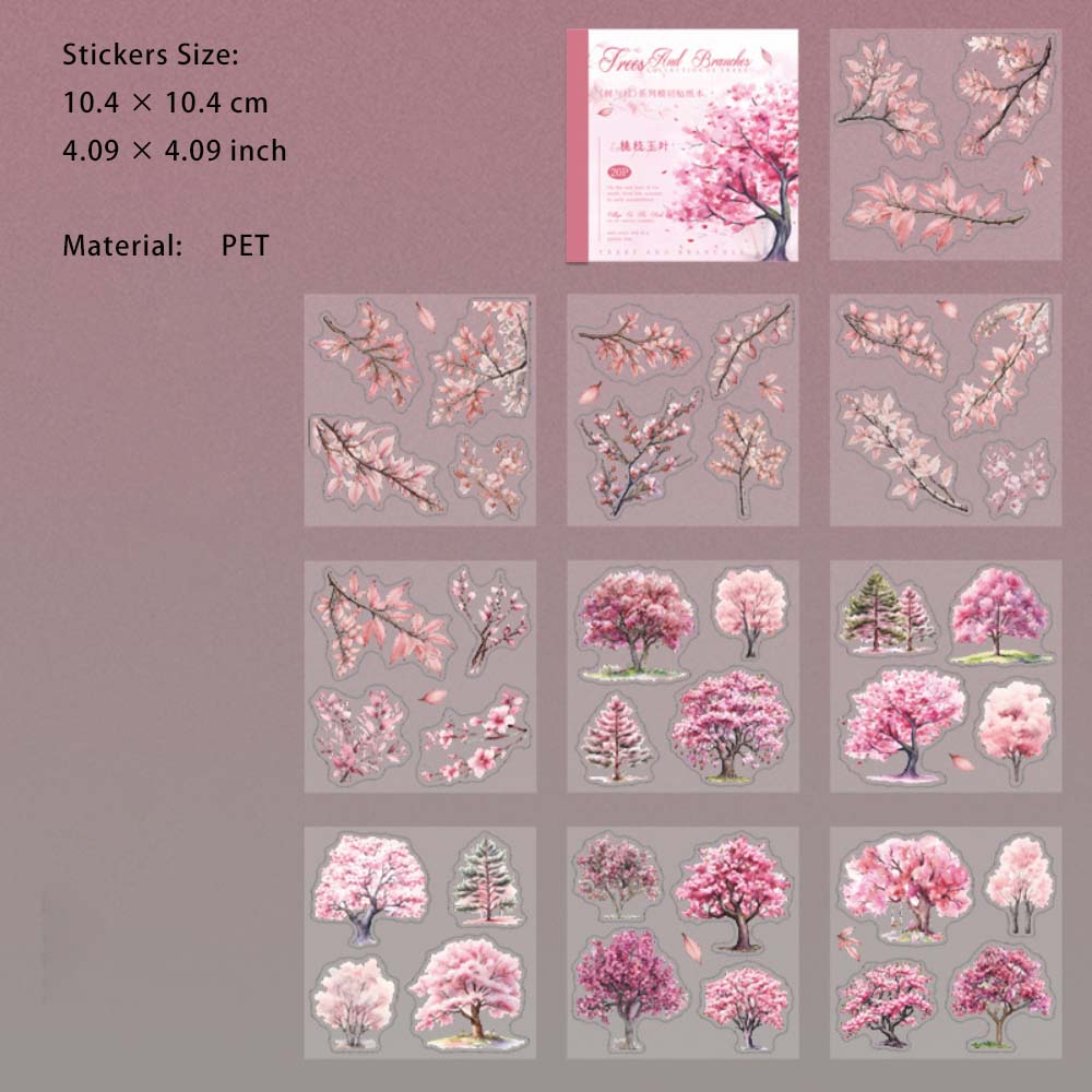 20 Sheet Tree Branches PET Stickers Book SYZXL