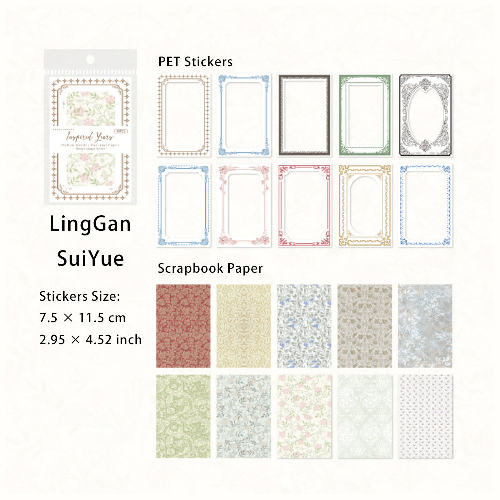 40 Sheets Floral Scrapbook Paper and Stickers MRPT