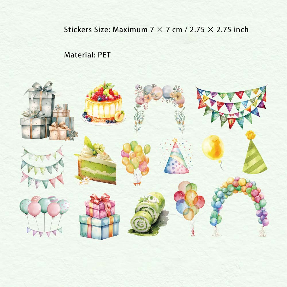 30 Pcs Party Theme PET Stickers MHPD