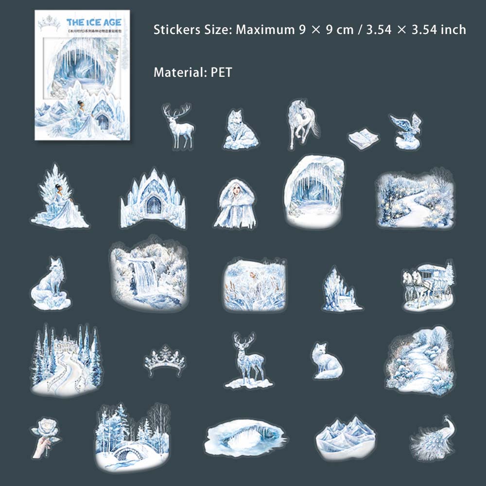 25 Pcs Winter Forest PET Stickers BCSD