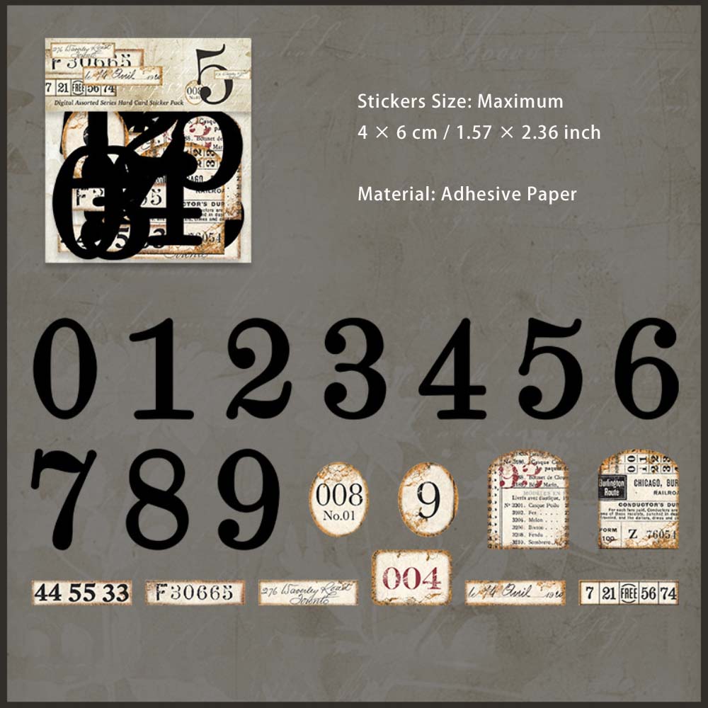 20 Pcs Vintage Number Stickers SZSJ