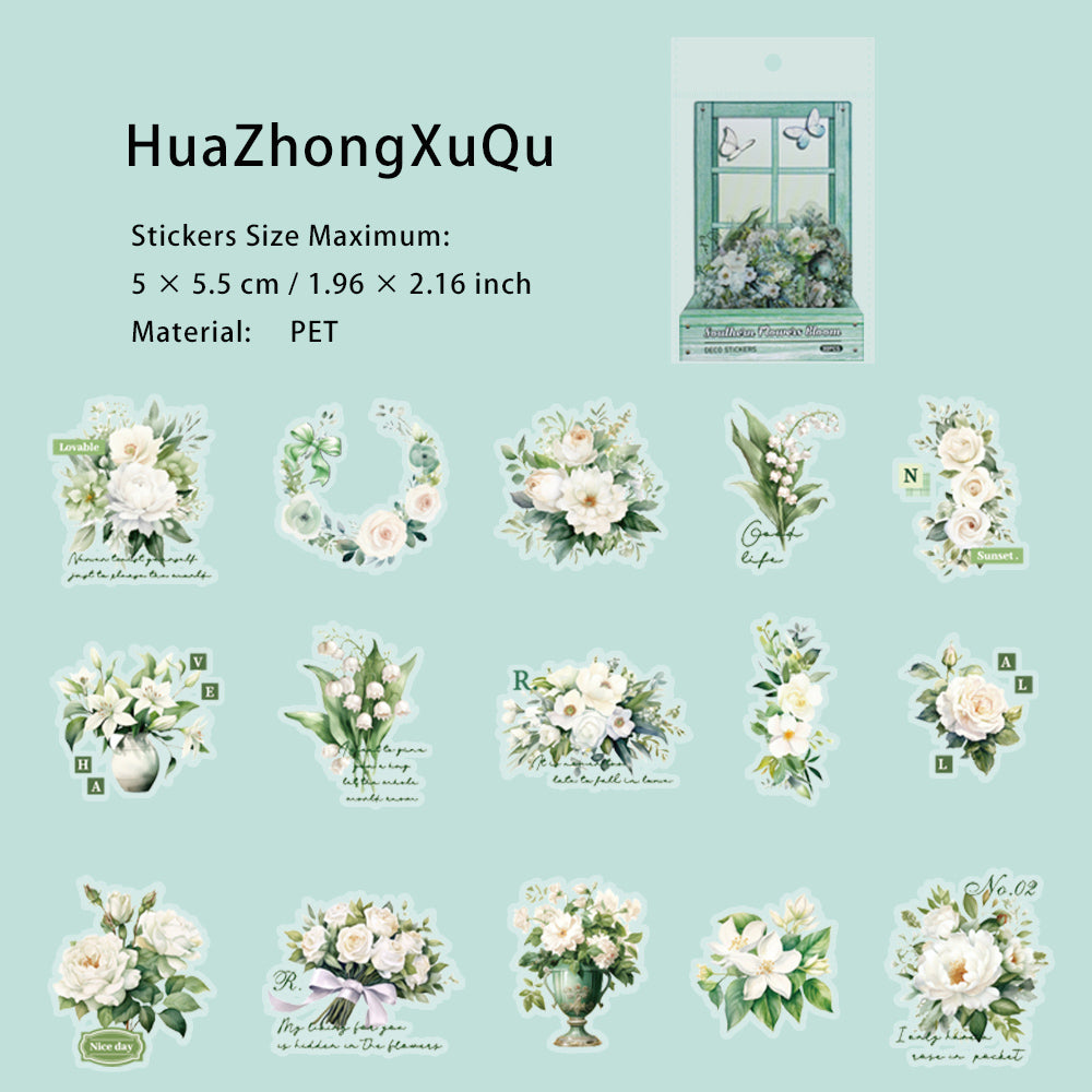 30 Pcs PET Flower Stickers NCHQ