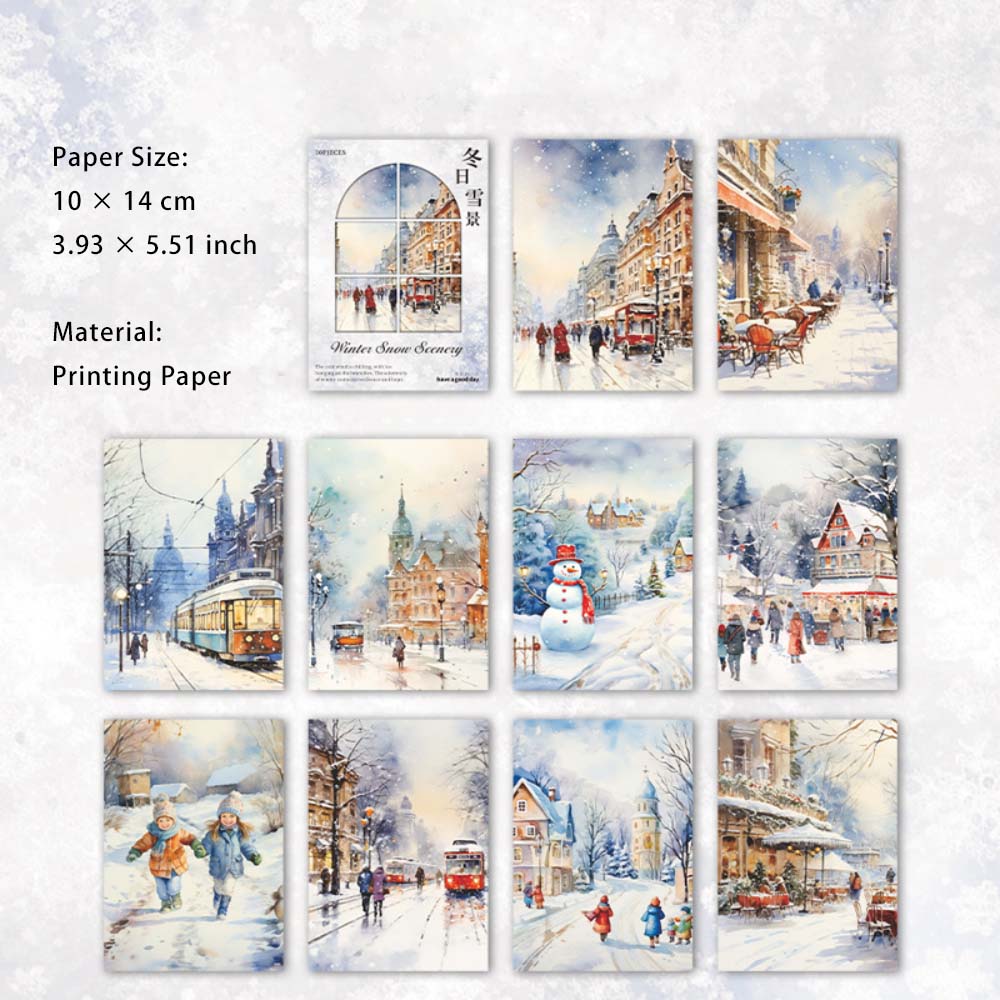 30 Sheets Snow Forest Scrapbook Paper DRXJ