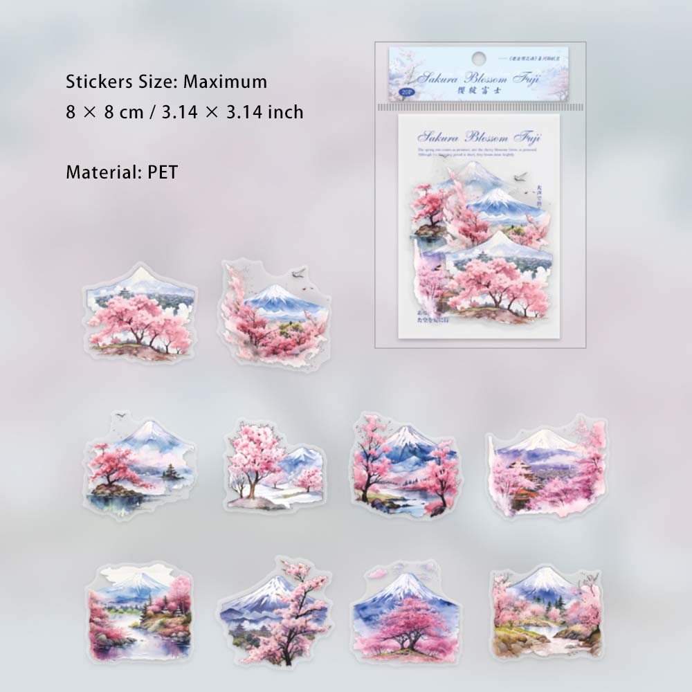 20 Pcs Cherry Blossom PET Stickers XHYHY