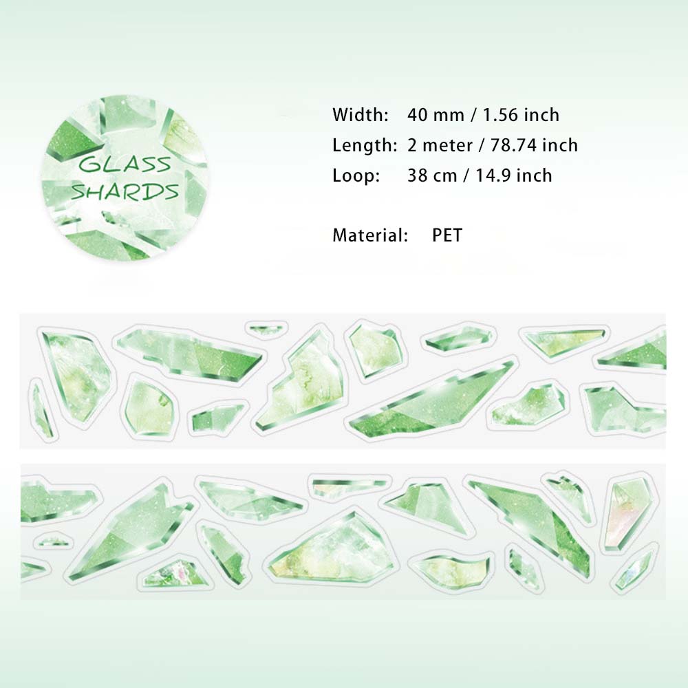 1 Roll Glass Fragments PET Stickers Tape BLSP