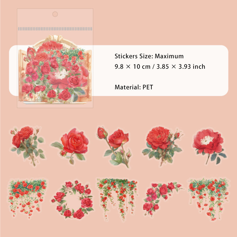 20 Pcs PET Flower Stickers XSHF