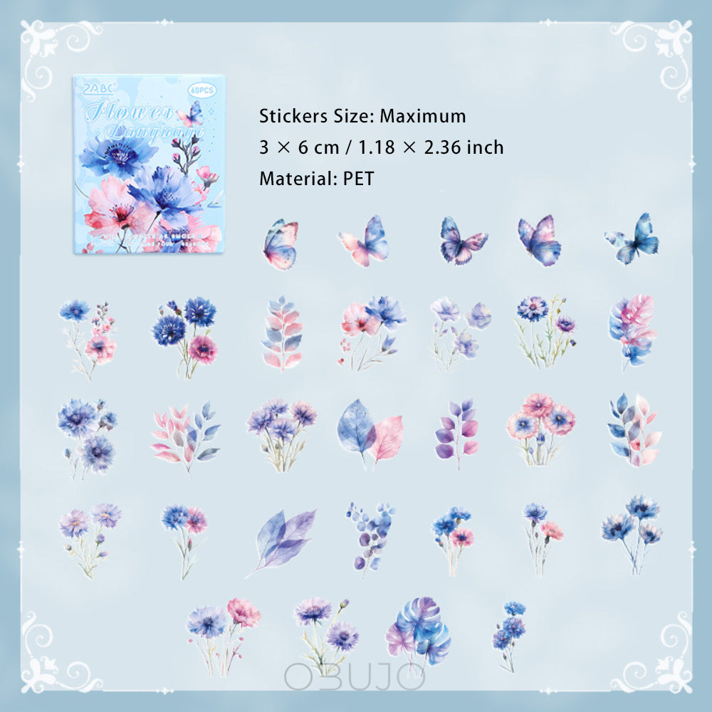 60 Pcs Flower and Butterfly Stickers SJHY