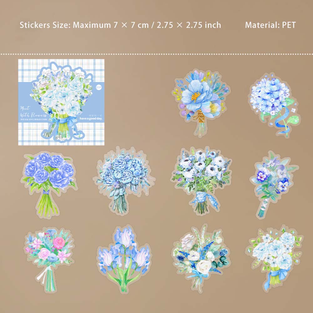 20 Pcs Holographic PET Flower Stickers PHJM