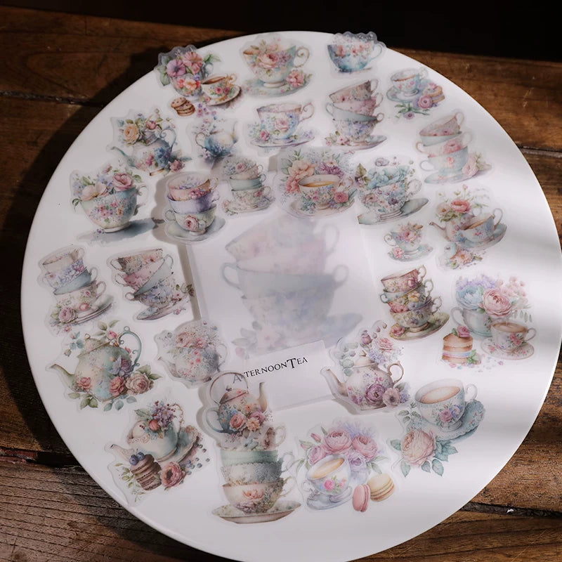26PCS vintage afternoon tea vellum scrapbook stickers