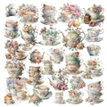 Translucent floral teacup sticker product details