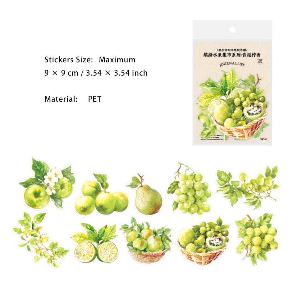 20 Pcs Fruit PET Stickers BFSGJS