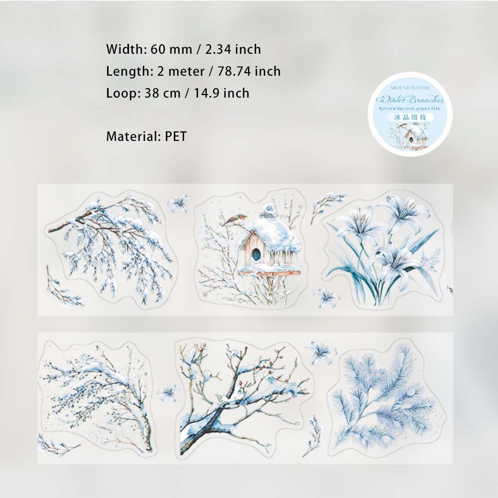 1 Roll Winter Branches PET Stickers Tape DJZY