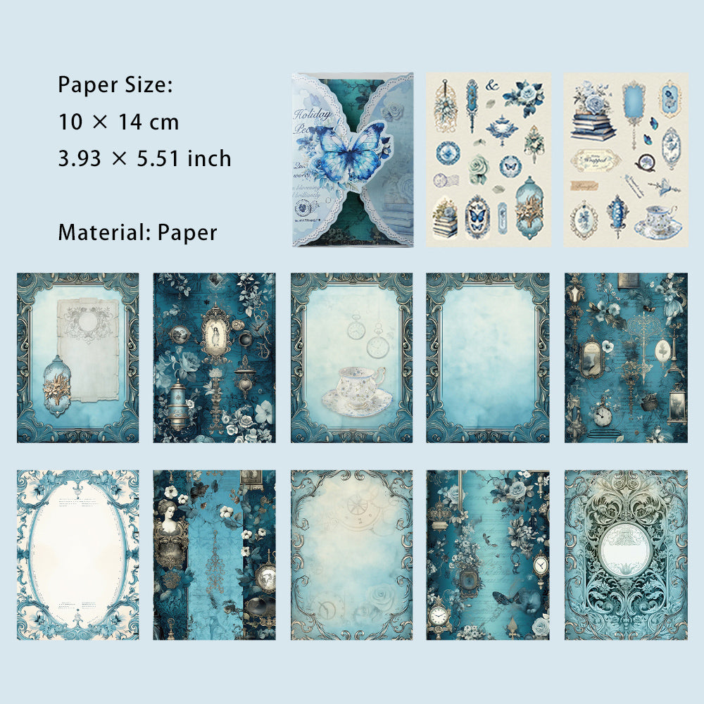 12 Sheets Vintage Scrapbook Paper and Stickers JRSP