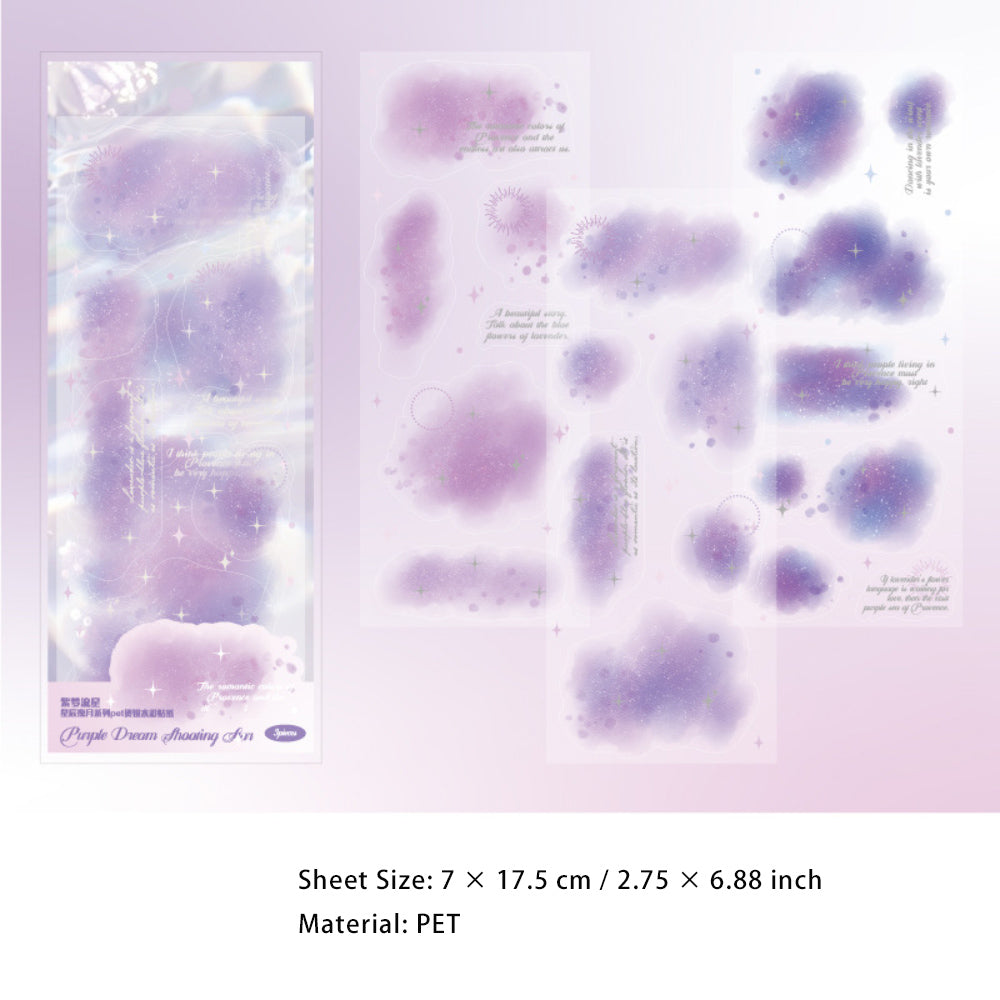 3 Sheets Glitter Watercolor PET Stickers XCWY